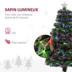 Sapin Noël Artificiel Arbre Noël Lumineux 120cm Fibre Optique Deco Noël lumière à Variation Couleurs 130 LED Vert-4