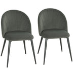 Lot de 2 chaises de salle à manger, chaises de cuisine rembourrées sans accoudoirs, pieds en acier, 52x55x79cm, gris-0