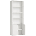 Bibliothèque Armoire à livres avec 4 compartiments ouverts et 2 portes pour le salon et le bureau 59x29x180 cm Blanc-0