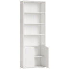 Bibliothèque Armoire à livres avec 4 compartiments ouverts et 2 portes pour le salon et le bureau 59x29x180 cm Blanc-0