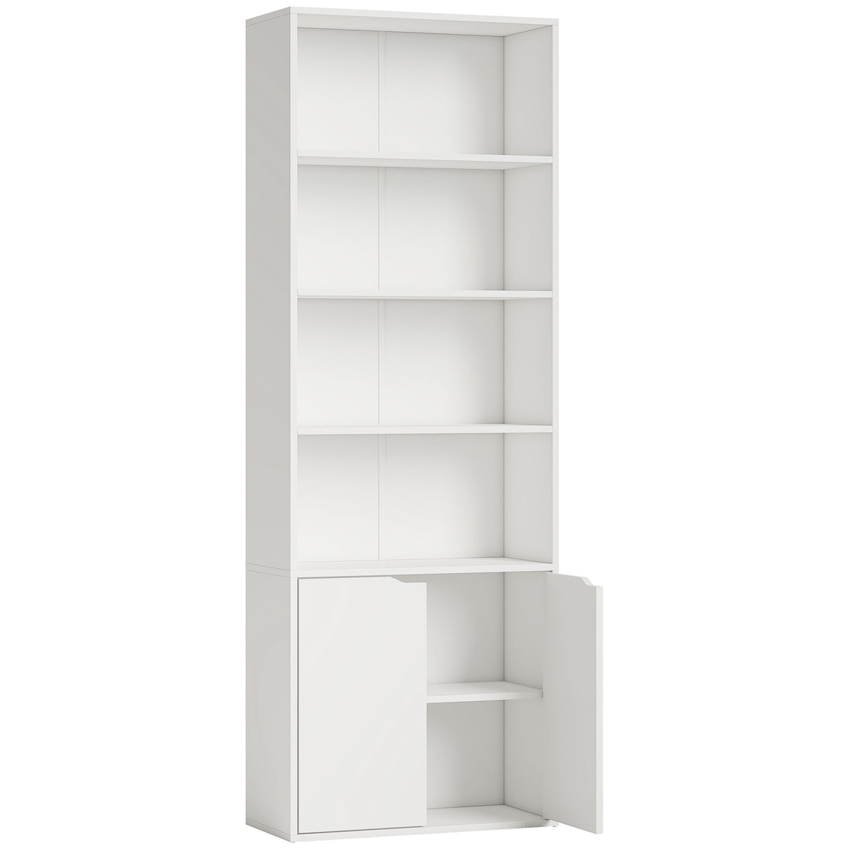 Bibliothèque Armoire à livres avec 4 compartiments ouverts et 2 portes pour le salon et le bureau 59x29x180 cm Blanc-0