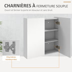 Armoire murale de salle de bain miroir placard de rangement 2 portes 3 niveaux étagère réglable 60 x 15 x 60 cm blanc-6