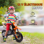 Moto électrique pour enfant moto cross pour enfants de 3 à 6 ans 2 moteurs 12V vitesse 5 km/h 109,5x60x72,5cm orange-5
