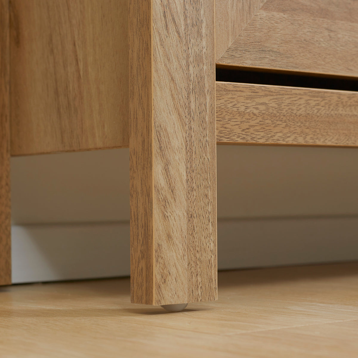 Meuble à chaussures étagère à chaussures armoire 3 portes abattants effet cannage rotin - en bois bois naturel-8