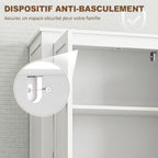 Meuble de salle de bain, meuble de rangement étroit avec 4 portes et étagères réglables, style moderne, blanc-5