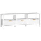 Meuble TV 152 cm, meuble télé pour téléviseur 65 pouces avec 3 tiroirs et 3 étagères ouvertes, 152x39,5x50cm, blanc-0
