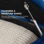 Pouf de Rangement Coffre 2 en 1 - Pouf capitonné Demi-Cercle - Pieds Bois hévéa Noir revêtement Velours Bleu-4
