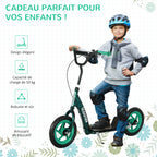 Trottinette patinette scooter enfant grandes roues de 6 à 12 ans hauteur réglable frein arrière béquille vert-6
