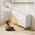 Meuble de rangement buffet salon avec 2 placards 3 portes et étagère réglable, pieds en métal, aspect marbre blanc-6