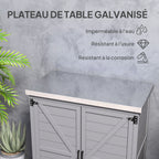 Armoire de jardin en Bois Extérieur, armoire de rangement de Jardin avec Plan de Travail acier galvanisé 79x43x92cm gris-4
