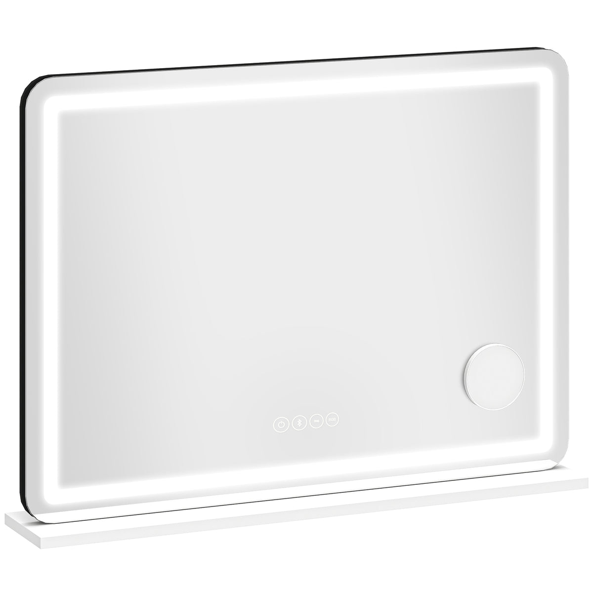 Miroir maquillage lumineux 80x60cm, miroir coiffeuse LED dimmable, lumière RGB, 3 températures de couleur, blanc-0