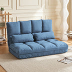 Chauffeuse matelas d'appoint pliant convertible - inclinaison dossier réglable 14 positions - 2 coussins inclus, bleu-1