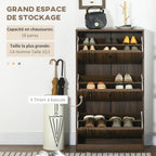 Meuble à chaussures à 3 abattants 18 paires grande capacité pour entrée couloir salon 63 x 24 x 117 cm noyer foncé-3