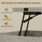 Table basse relevable et extensible, table de salon avec compartiment caché étagères ouvertes, 98x49x55cm, gris-5
