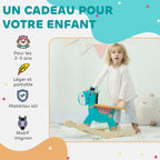 Cheval à bascule pour enfants, âne jouet à bascule bébé en bois avec guidon et base stable, 59 x 27 x 43 cm, vert foncé-5