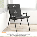 Lot de 4 coussins pour chaises de terrasse, résistants à l'eau, antidérapants, avec liens, 112x53cm, Gris Foncé-2