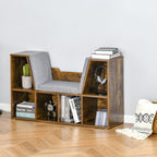 Bibliothèque banc 2 en 1 avec coussins de siège, étagère cube 6 compartiments ouverts, 102 x 30 x 61 cm, brun rustique-9