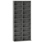 Rangements pour CD et DVD 18 compartiments capacité max. 640 CD/360 DVD 430 Blu-ray 78,5 x 24 x 175 cm gris clair-0