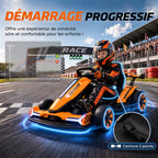 Kart Électrique pour Enfants 12 V, Go Kart, 2 Moteurs, Siège Réglable, Batterie au Lithium, Démarrage Progressif, Orange-6