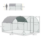Grand enclos poulailler 10,64 ㎡ parc grillagé toit anti-UV porte verouillable 2,8 x 3,8 x 1,97 m argenté-2
