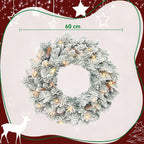Couronne de Noël lumineuse 60 cm avec 35 LED blanc chaud, minuterie, 98 pointes, pommes de pin, vert et blanc-2