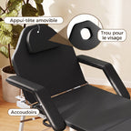 Table de massage pliante, lit de massage 3 zones portable 182 x 62 cm avec appuie-tête et accoudoirs amovibles, noir-6