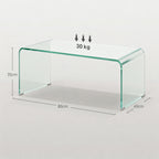 Table basse en verre table de salon rectangulaire design moderne en verre trempé avec bords arrondis sûrs transparent-2