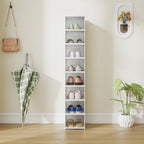 Lot de 8 boîtes à chaussures pliables en plastique empilables avec couvercles, pour pointure jusqu'à 43, blanc-8