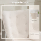 Fauteuil de salon en tissu bouclette, fauteuil capitonné et rembourré avec pieds en bois, 71 x 74 x 96 cm, beige-3