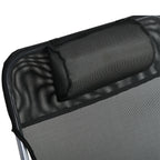 Bain de soleil transat chaise longue inclinable pliable avec oreiller dossier réglable sur 5 niveaux noir-7