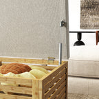 Banc de rangement, coffre de rangement rembourré en tissu aspect lin, couvercle et structure en bambou, gris et naturel-8