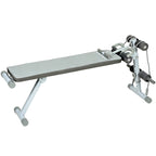 Banc de Musculation Multifonction, Banc Plat Réglable avec Siège à 3 Niveaux, 141 x 52 x 54-71 cm, Bleu et Blanc-0