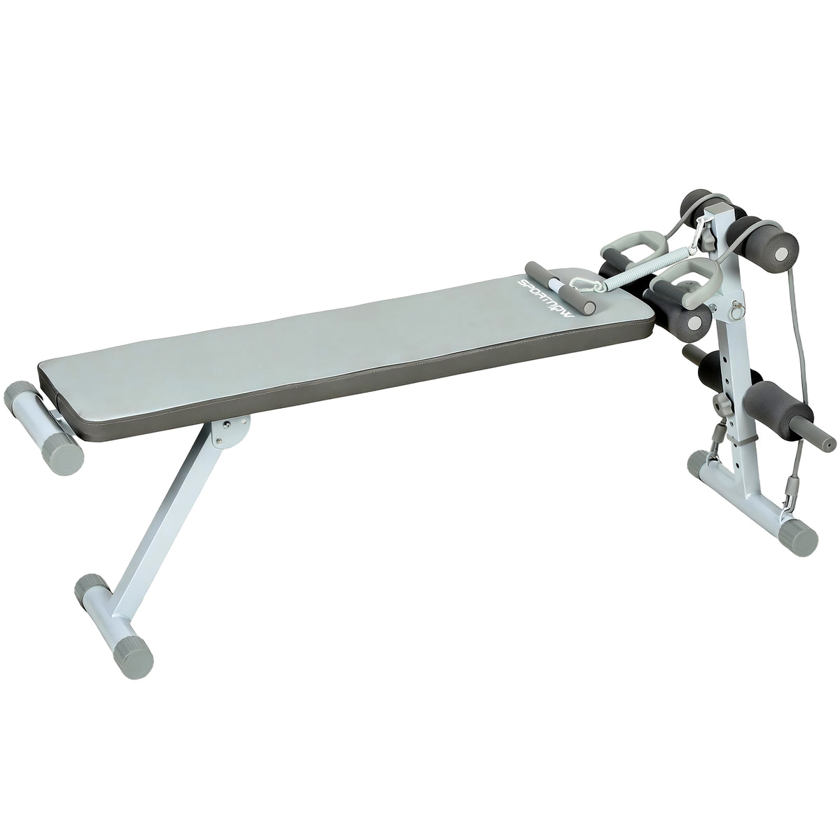 Banc de Musculation Multifonction, Banc Plat Réglable avec Siège à 3 Niveaux, 141 x 52 x 54-71 cm, Bleu et Blanc-0