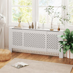 Cache-radiateur réglable Design Contemporain Longueur Extensible 136-200 x 21,5 x 91,7 cm Blanc-9