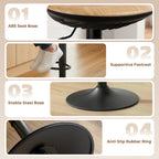 Lot de 2 tabourets de bar, chaises de bar réglables en hauteur avec repose-pieds, pivotant 360°, base en acier, chêne-7
