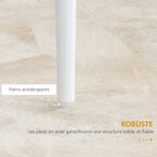 Lot de 4 chaises de salle à manger avec dossier haut, revêtement synthétique et pieds en acier, blanc-6