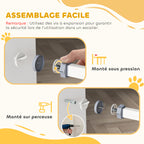 Barrière de sécurité largueur réglable 74-80 / 91,5-97,5 cm double verrouillage fermeture automatique barrière chien pour porte couloir escalier sans perçage acier blanc-6