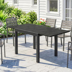 Table de jardin extensible pour 4-6 personnes avec rallonge auto-stockée aluminium avec effet bois 80-160 x 80 cm noir-1