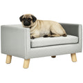 Canapé chien lit pour chien design scandinave coussin moelleux pieds bois massif dim. 64 x 45 x 36 cm velours gris-0