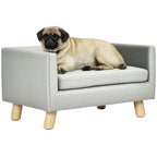 Canapé chien lit pour chien design scandinave coussin moelleux pieds bois massif dim. 64 x 45 x 36 cm velours gris-0