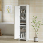 Armoire de Rangement buffet cuisine avec 2 étagères réglables- Hauteur 170 cm en Bois Blanc-8