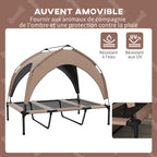 Lit pour chien chat sur pieds lit chien surélevé velum anti-UV oxford sac de transport 106 x 76 x 94 cm café-4