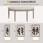 Banc bout de lit en forme demi-lune style Louis XVI structure en bois massif sculpté siège en tissu aspect lin crème-6