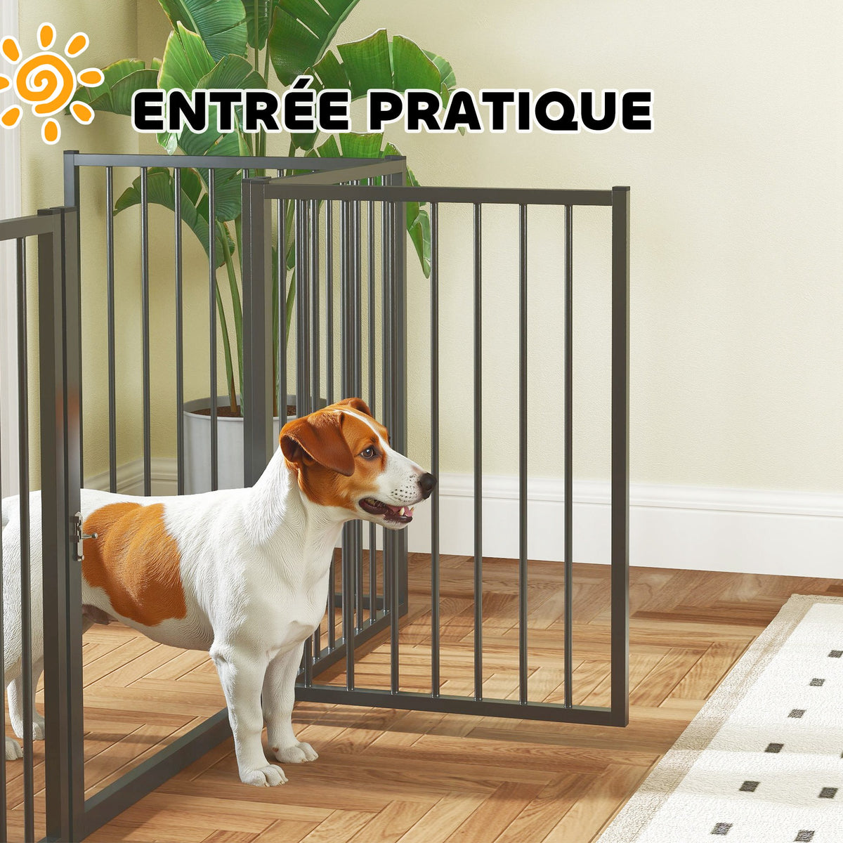 Parc pour chien, parc pour animaux, 5 panneaux, clôture portable pliable, sécurisé, noir-7