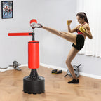 Sac frappe pieds punching ball brunier 3 1 ballon vitesse bras flexible rotatif haut. réglable cm noir rouge-6