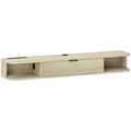 Meuble TV suspendu, meuble télé pour téléviseur jusqu'à 50 pouces, tiroir rabattable 2 étagères 120x24x16cm bois naturel-0