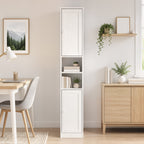 Meuble de salle de bain haut, meuble de rangement avec 2 portes, 2 compartiments ouverts, étagère réglable, blanc-8