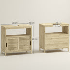 Meuble sous lavabo en Bambou, Meuble de Rangement pour Salle de Bain avec 2 Portes, 60 x 30 x 60 cm, Bois Naturel-2