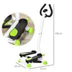 Stepper avec Guidon, Stepper Twist, Écran LCD, Résistance Réglable, Exercice Hanches, Jambes, Lombes, pour Maison, Acier, Blanc, Vert, Noir-2