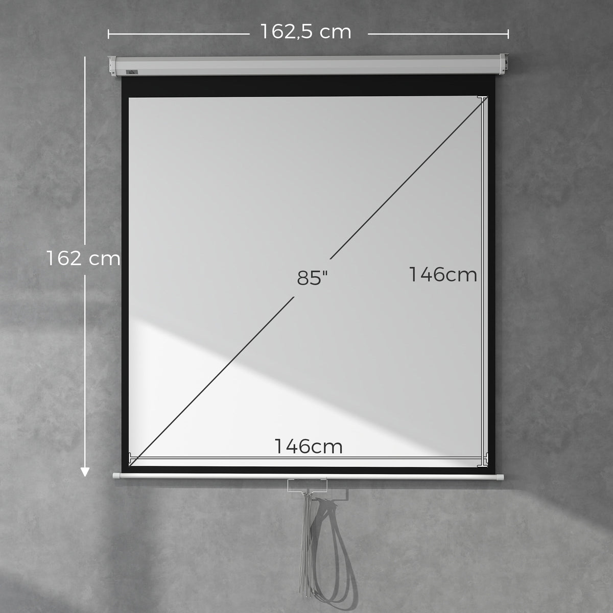Écran de projection TV et Home Cinema de 85 Pouces vidéo projecteur 1:1 4K HD, 162,5 x 8 x 162 cm-2